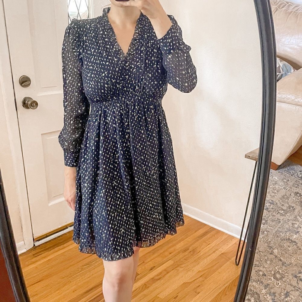 Kate Spade Night Sky Lurex Dot Mini Dress Silk